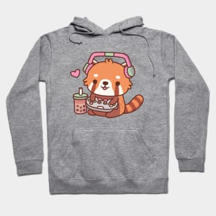 Cute Red Panda Loves Playing Video Games Hoodie